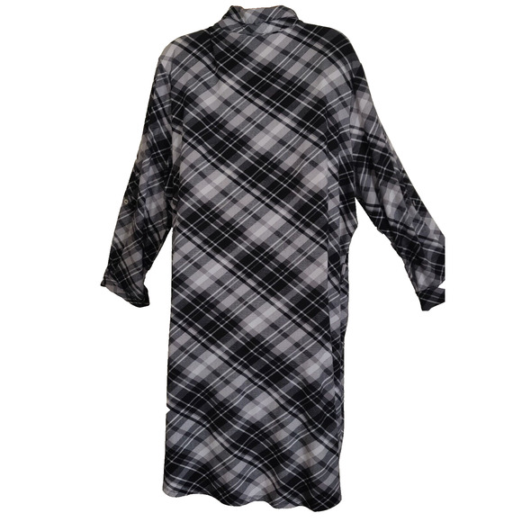 Plaid Flannel Shirt Dress BLACK & WHITE Plus Size 3X ALLISON BRITNEY Very Soft - Picture 10 of 16